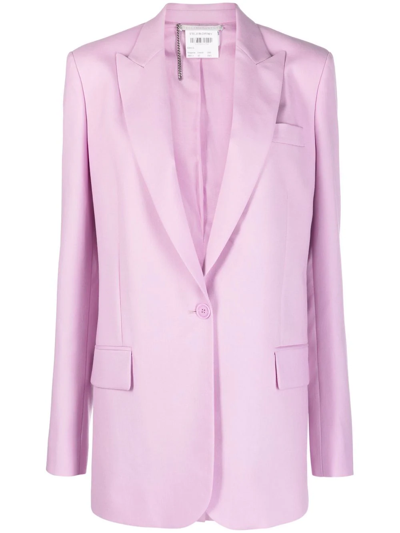 Shop Stella Mccartney Single-breasted Cotton Blazer In Purple
