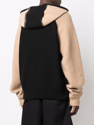 Shop Heron Preston Contrast-sleeve Knitted Hoodie In Black