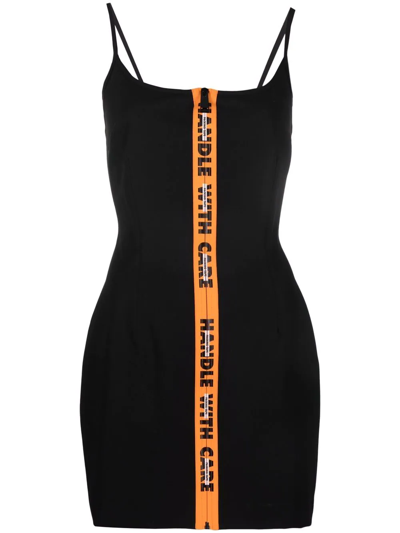 Shop Heron Preston Gabardine Zipped Short Dress In Black