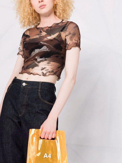 Shop Heron Preston Camo Mesh Cropped T-shirt In Brown