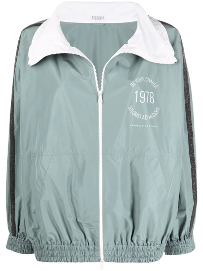 Brunello Cucinelli Lightweight Zip-up Track Jacket In Green