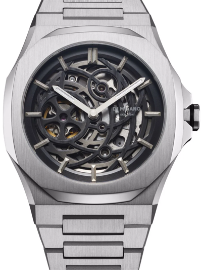 D1 Milano Watch Skeleton Bracelet 41.5 Mm In Silver