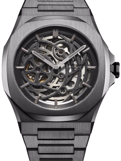 D1 Milano Gun Skeleton Bracelet 41.5mm Stainless Steel Mechanical Watch In Grey