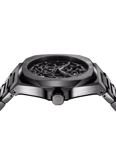 D1 Milano Gun Skeleton Bracelet 41.5mm Stainless Steel Mechanical Watch In Grey