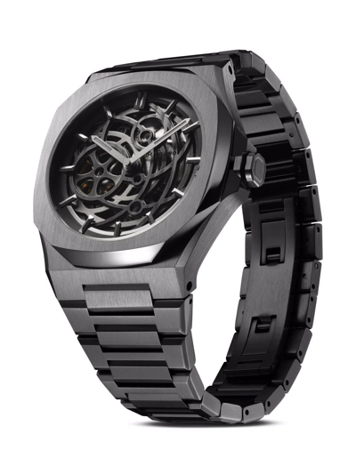 D1 Milano Gun Skeleton Bracelet 41.5mm Stainless Steel Mechanical Watch In Grey
