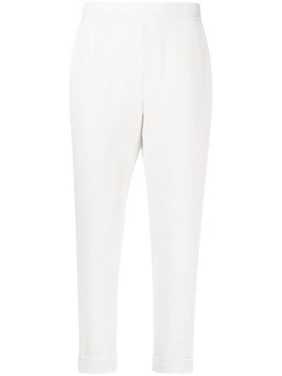 Shop P.a.r.o.s.h Tapered Cropped Trousers In White