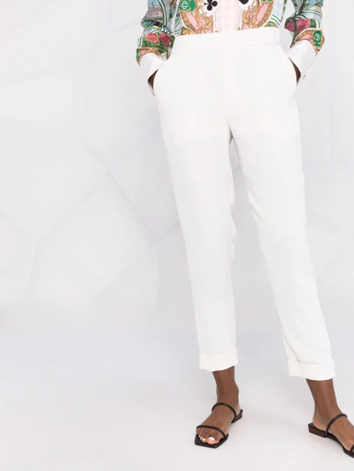 Shop P.a.r.o.s.h Tapered Cropped Trousers In White