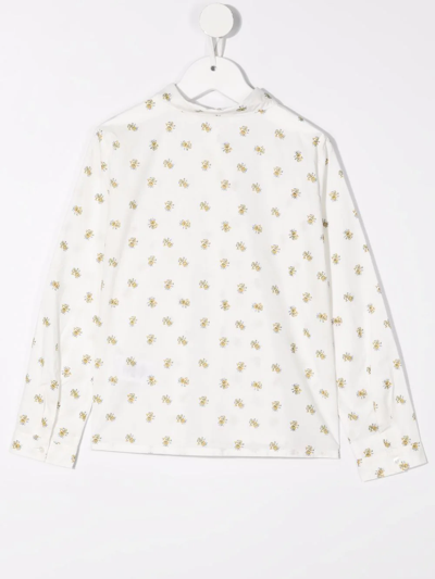 Bonpoint Teen Patterned Long-sleeved Blouse In White