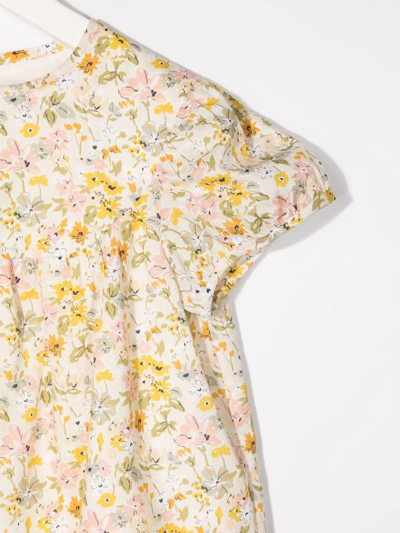 Shop Bonpoint Alinda Floral-print Dress In Neutrals