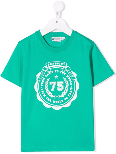 Shop Bonpoint Logo Print T-shirt In Green