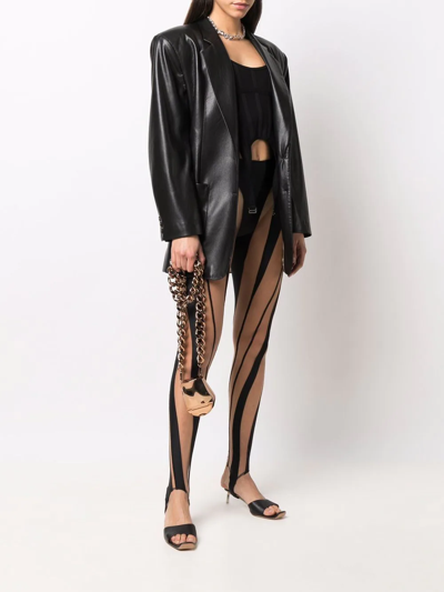 Shop Mugler Spiral Panelled Leggings In Black