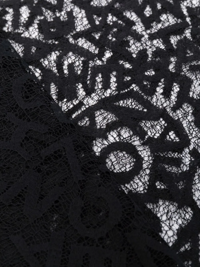 Pre-owned Chanel 2000s Logo-lettering Lace Silk Scarf In Black