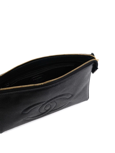 Pre-owned Chanel 1996 Cc Logo-embossed Clutch Bag In Black