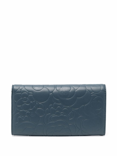 Pre-owned Chanel 2012 Cc Camélia Continental Wallet In Blue