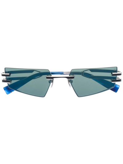 Shop Balmain Eyewear Geometric Double-arm Sunglasses In Blue