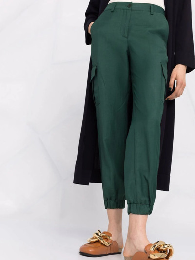 Shop P.a.r.o.s.h Slim-fit Cargo Trousers In Green