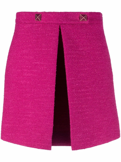 Shop Valentino Rockstud-embellished A-line Skirt In Pink