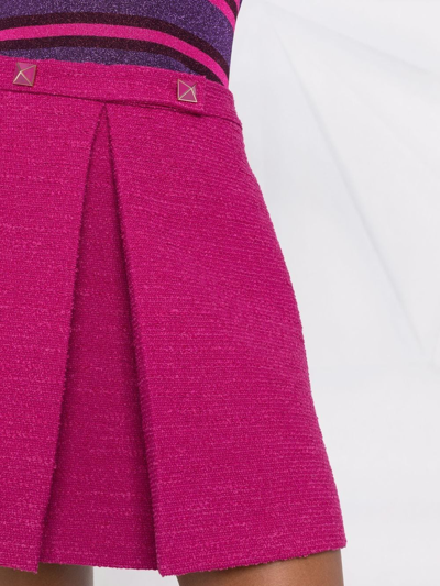 Shop Valentino Rockstud-embellished A-line Skirt In Pink