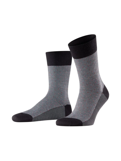 Shop Falke Men's Sensitive Herringbone Socks In Black