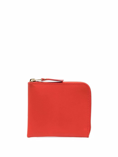 Shop Comme Des Garçons Zip-up Leather Wallet In Orange