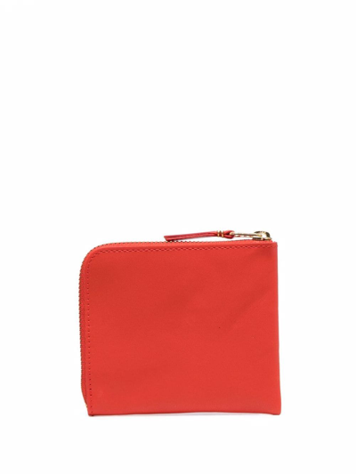 Shop Comme Des Garçons Zip-up Leather Wallet In Orange