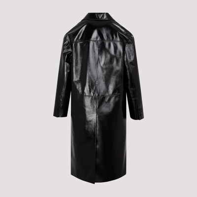 Shop Prada Leather Coat In Black