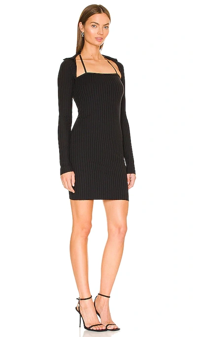 Shop Helmut Lang Long Sleeve Mini Dress In Black