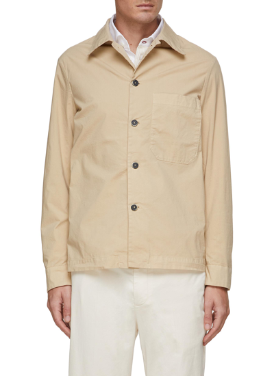 Shop Barena Venezia Point Collar Cotton Blend Shirt Jacket In Neutral
