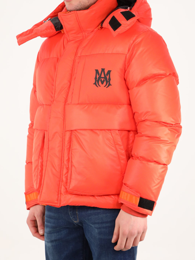 Shop Amiri Maxi Logo Down Jacket In Orange