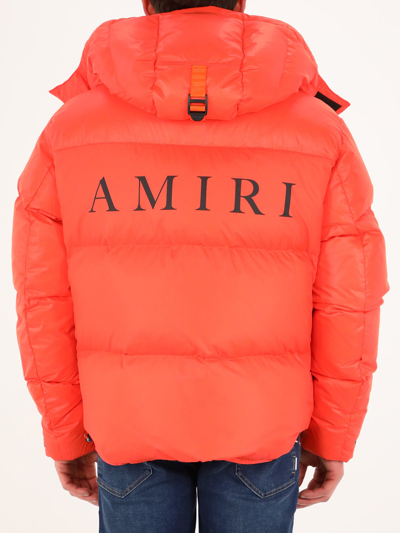 Shop Amiri Maxi Logo Down Jacket In Orange