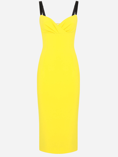 Shop Dolce & Gabbana Calf-length Cady Dress In Yellow