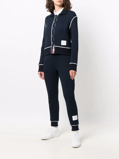 Shop Thom Browne Contrast-trim Track Pants In Blue