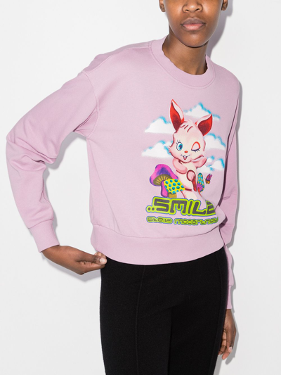 Shop Stella Mccartney Bunny-print Logo Sweatshirt In Pink