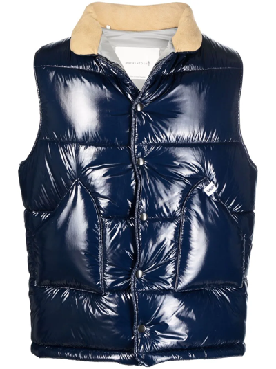 Shop Mackintosh High-shine Finish Padded Gilet In Blue