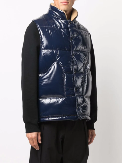 Mackintosh High-shine Finish Padded Gilet In Blue