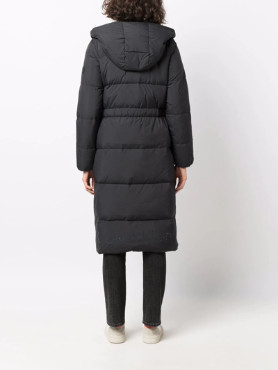 Shop Calvin Klein Hooded Padded Coat In Black