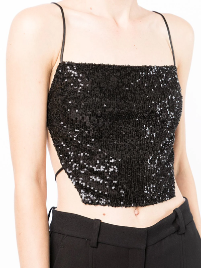 Shop In The Mood For Love Glitter-detail Square-neck Vest In Black