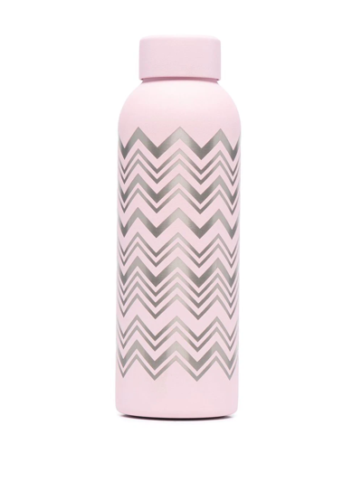 Shop Missoni Zigzag Logo Water Bottle In Pink