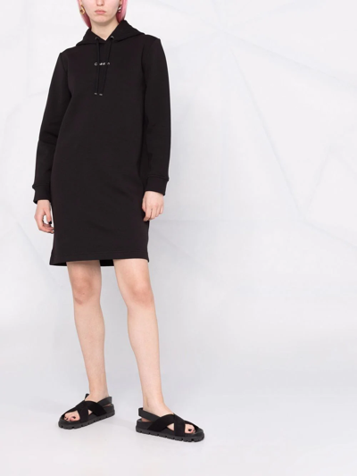 Shop Calvin Klein Logo-print Hoodie Short Dress In Black