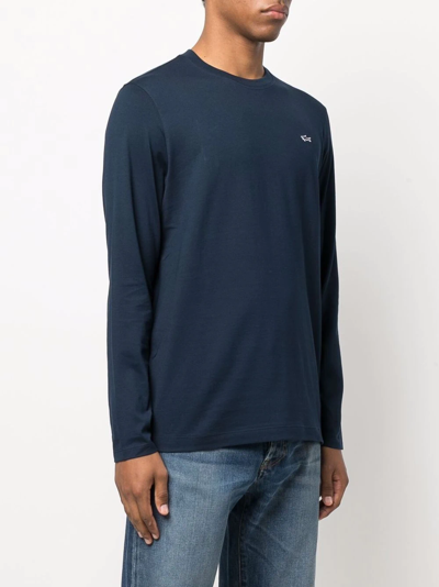 Paul & Shark Embroidered Logo Sweatshirt In Blue