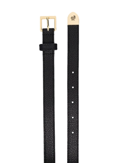 Shop Lauren Ralph Lauren 20 Skinny Leather Belt In Black