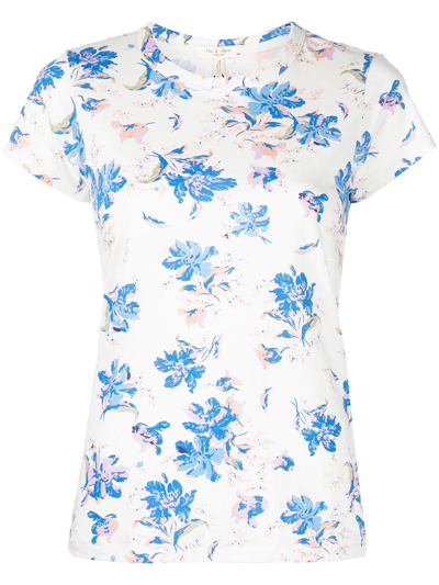 Shop Rag & Bone Floral Print T-shirt In Blue