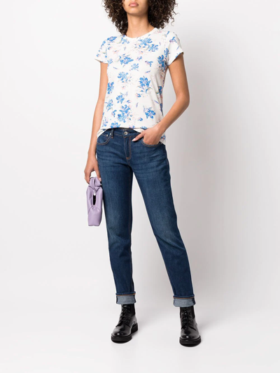Shop Rag & Bone Floral Print T-shirt In Blue
