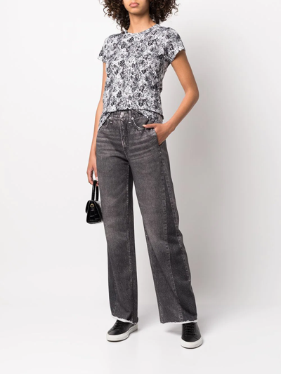 Rag & Bone Women All Over Snake Tee Short Sleeve Crew Neck Cotton T-shirt In Black