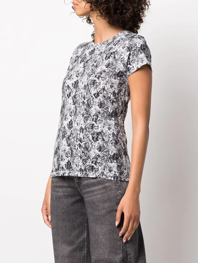 Rag & Bone Women All Over Snake Tee Short Sleeve Crew Neck Cotton T-shirt In Black