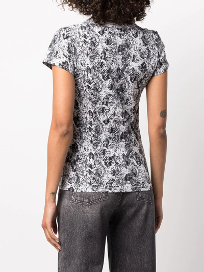 Rag & Bone Women All Over Snake Tee Short Sleeve Crew Neck Cotton T-shirt In Black