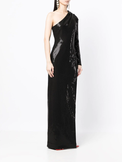 Shop Solace London Monroe One-shoulder Maxi Dress In Black