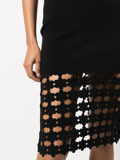 Shop Milly Laser Cut-out Knee-length Dress In Black