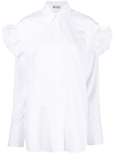Shop Maticevski Ruched Oversized Shirt In White