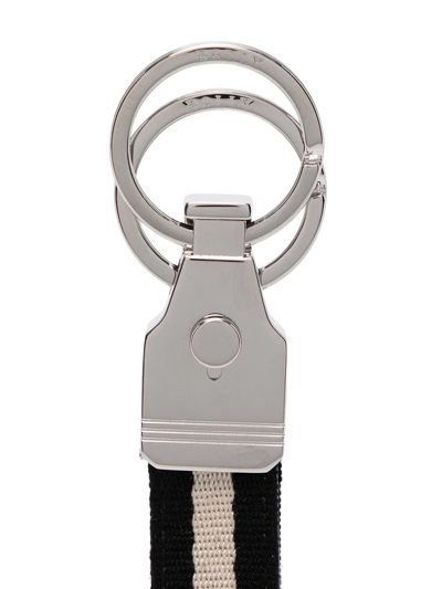 Bally Canvas Stripe Keyring In Black